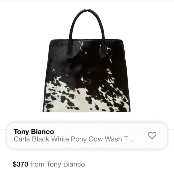 RARE-Tony Bianco Carla Black/White Pony Tote Bag - Picture 6 of 6
